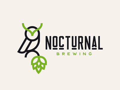 Nocturnal Brewing black brewing dribbble green hops logo nocturnal white