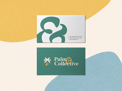 Palm & Collective blue brand branding business cases clean creative design dribbble green logo mockup modern palm tree yellow