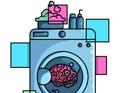 Brainwash Illustration art artist brain brainwash flatdesign illustration illustrationart illustrator sqaure vector vibrant wash