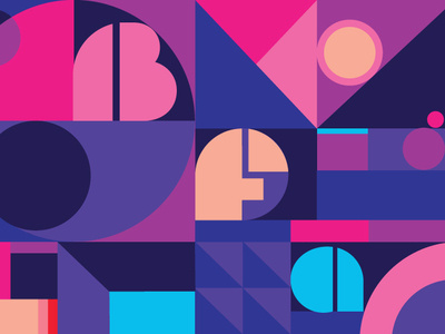 BFA Show post cards bauhaus geometric illustraion shape typogaphy vector