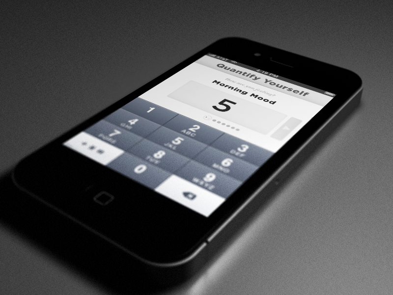 Quantify Yourself Input app ios mockup c4d render iphone 3d