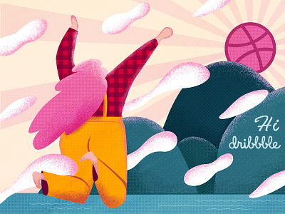 hi dribbble illustration