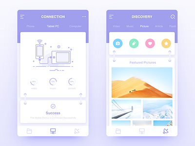 Connection & Discovery app design illustration interface picture ui ux vision web