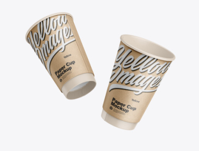 Download Psd Mockup Two Kraft Coffee Cups Mockup HQ