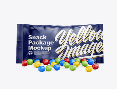 Download Glossy Snack Bag With Candies Mockup - Front View branding design graphic design