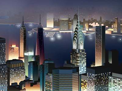 NYC Night View illustration illustrator night view nyc