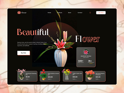 Flower Header Design beauty beautyproducts cosmetic florist floristwebsite flower flower header illustration landing page logo minimal ui