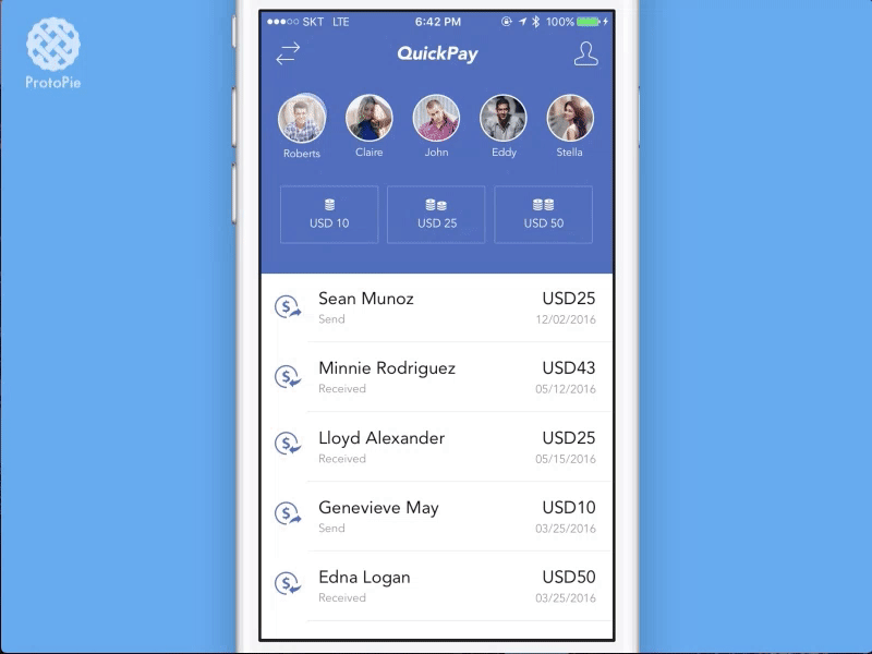 QuickPay prototype with ProtoPie animation gif payment protopie prototype prototyping tool