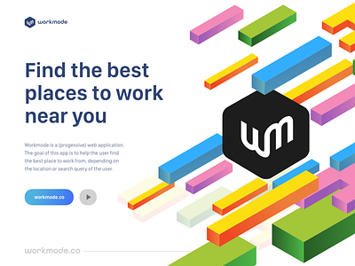Workmode - find the best place to work digital nomad indie dev landing page logo ui ui development work