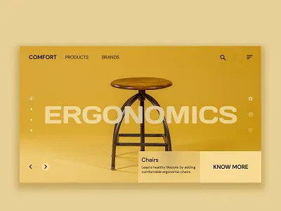 Ergonomic products - Web page best ui design branding conceptual design dailychallenges design design inspiration ecommerce ecommerce design ergonomics graphic design landing page product design ui challenge ui concepts ui design ui practice ux web design webpage design yellow