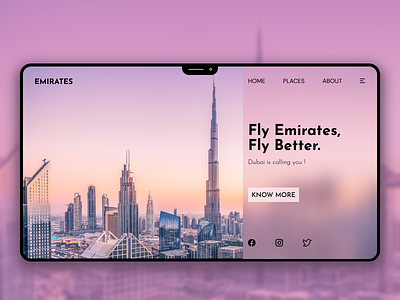 Emirates airlines - Landing page UI design