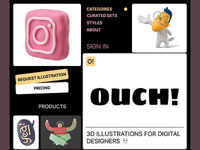 Ouch illustrations - Landing page Experimental design