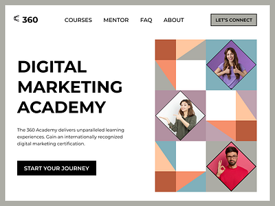 360 Academy - Landing page UI design abstract ui branding conceptual ui daily ui practice dailyui dailyuichallenge design digital marketing ecommerce experimental ui geometric pattern graphic design grid pattern landing page marketing ui ui challenges ui design unique design web design