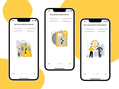 Revamp - App onboarding experience android app design apple branding design figma graphic design illustration ios mobile mobile app ui onboarding onboarding screen ui ui design ux walkthrough walkthrough screen walkthrough screen ui yellow