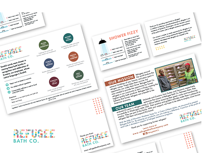 Refugee Bath Co. Insert Cards branding graphic design layout packaging print