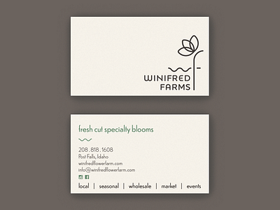 Winifred Farms Business Cards branding business card design business cards farm farm logo flower flower logo graphic design print print design