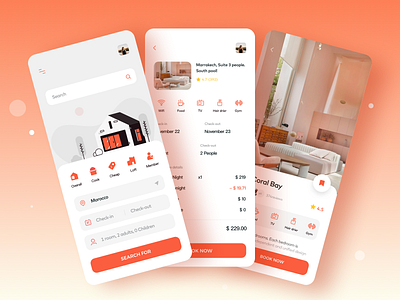 Homestay APP2 2020 design app apple booknew card hotel icons illustration mobile red redesign room scheduled ui ux
