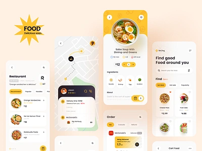 Food Delivery App-ALL app apple card delicoous deliver delivery app finder food food and drink food app foodie hamburg ios mobile noodle pizza restaurant app restaurants ui ux