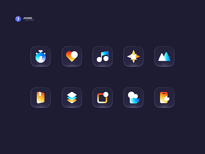 Glass Icons-2 abstract app branding design glass iconset iphonex modern product simple simple logo typography ui ux ui vector