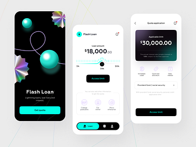 Flash Loan APP 3d app balance card finance fintech illustration logo mobile user experience user interface ux