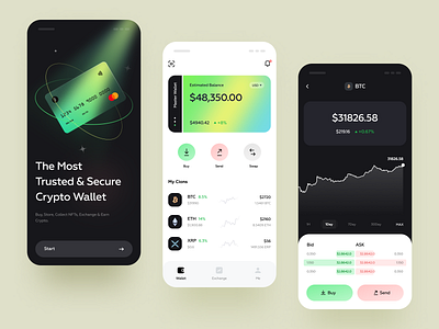 Crypto Wallet Mobile app banking bitcoin blockchain card chart crypto defi design ethereum finance interface investment tokens ui ux wallet wallet app