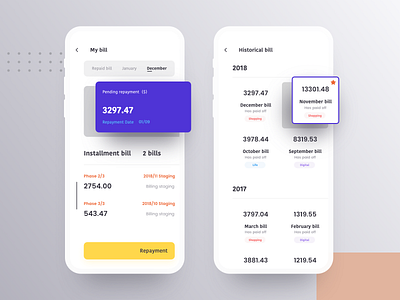 My Bill consumption design ios iphonex repayment stages ui ux violet