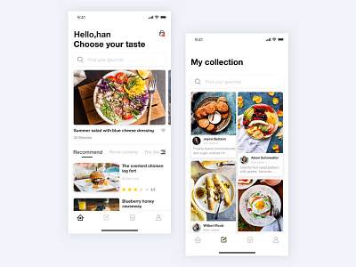 Food App Design card community cookbook cooking iphonex mobile application share the gourmet uiux