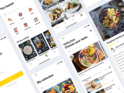 Food App Design card community cookbook cooking iphonex mobile application share the gourmet uiux 插图