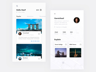 Travel app card concept layout scenic spots the map the scenery tourism ui ux