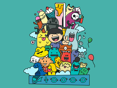 10000 followers of DWTD color cute illustration