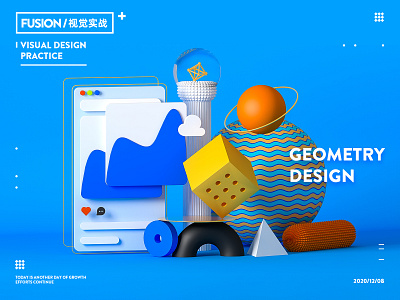 Geometry 3d c4d fusion phone poster ui