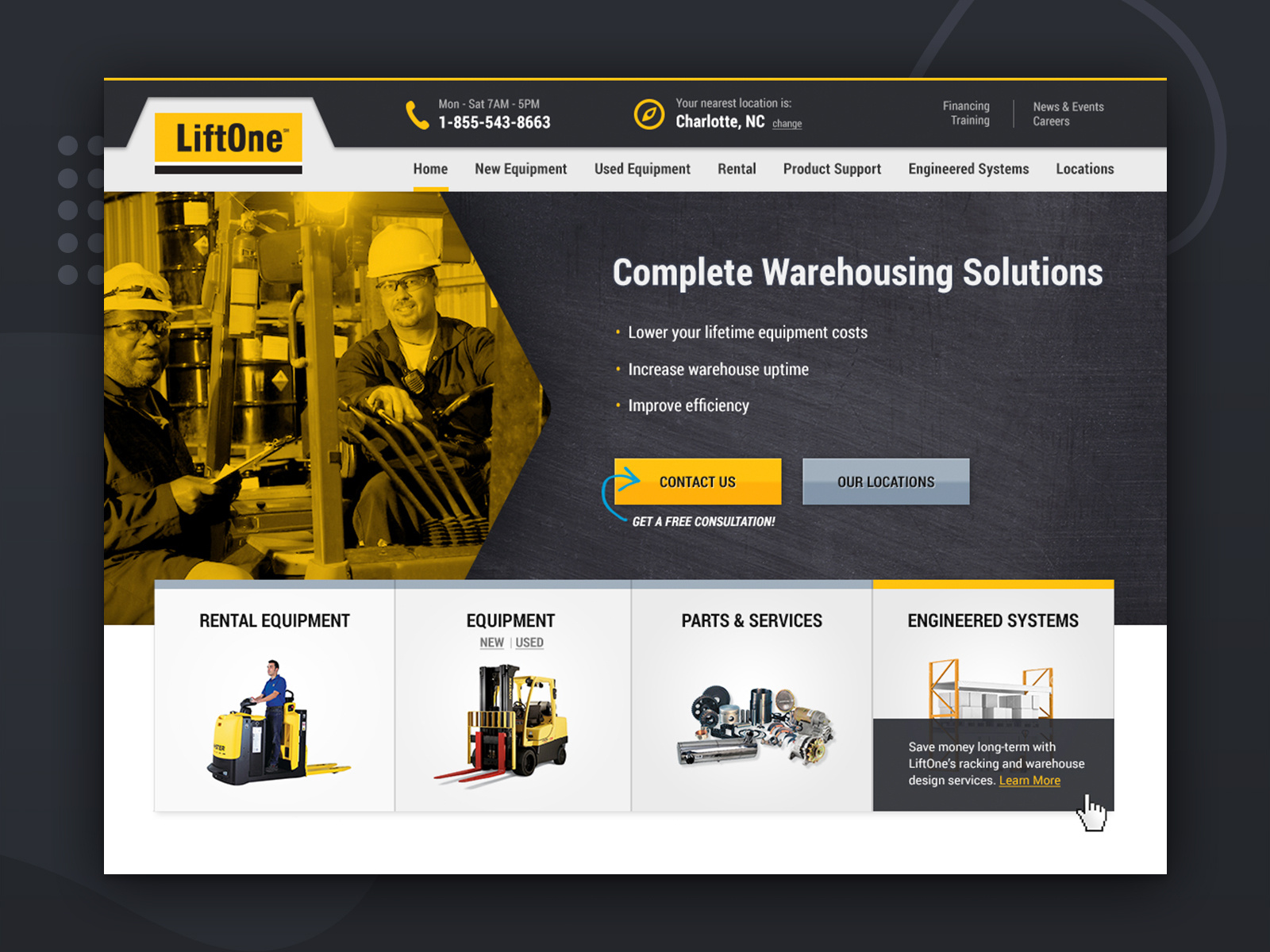 site for Material Handling Equipment Dealer by Ren Walker on Dribbble
