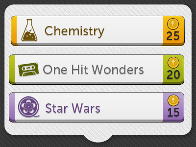 WIP Iteration on Trivie category selection trivie trivia buttons game ui ios