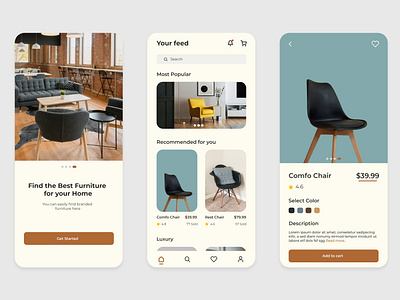 Furniture Shopping App UI app app ui design app ux design branding design ecommerce ui ecommerce ux furniture app ui design furniture app ux design furniture booking app graphic design hci online furniture app ui online furniture app ux product design ui ux