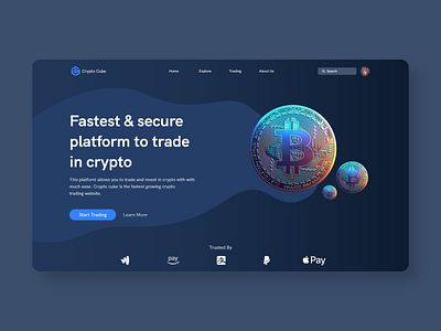 Crypto Currency Website Landing Page Ux/Ui app branding crypto currency app ui ux crypto currency landing page crypto currency ui crypto currency ux crypto trading app ui ux crypto ui crypto website landing page design graphic design hci illustration logo product design ui ux