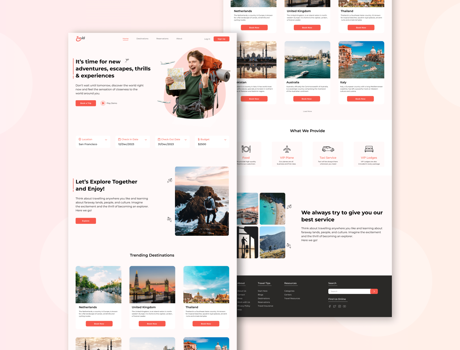 Travel Website Landing Page UI/UX Design by Muhammad Afraz Khan on Dribbble