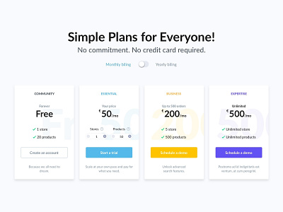 Pricing plans clean interface plans pricing pricing plans ui webdesign