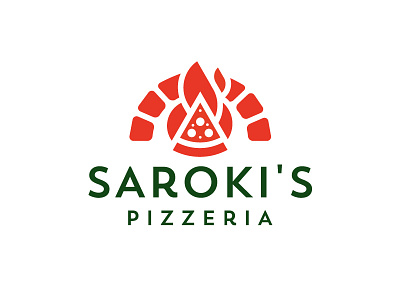 Saroki's Pizzeria concept delivery fast fire food italy logo minimal owen pizza restaurant symbol