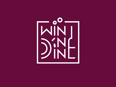 Wine 'N Dine bottle candle dine drink food grape icon lettering plate restaurant typography wine