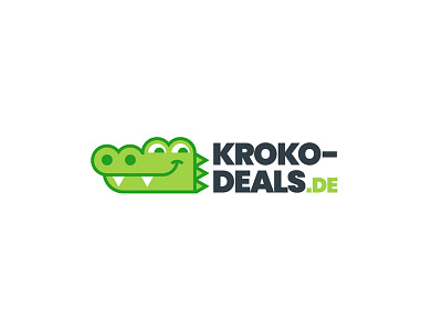 Kroko Deals aligator brand cartoonish clean crocodile cute dropshiping flat germany logo mark minimal online shopping simple store