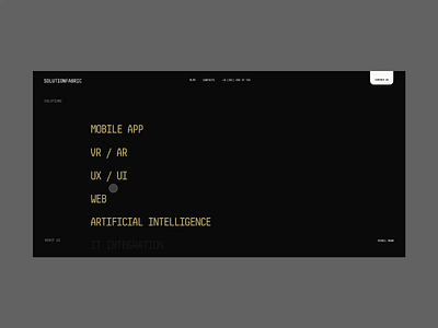 Solution Factory animation fullscreen innovation minimal technology ui uiux ux vr web webdesign website