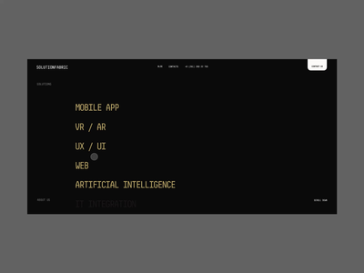 Solution Factory animation fullscreen innovation minimal technology ui uiux ux vr web webdesign website