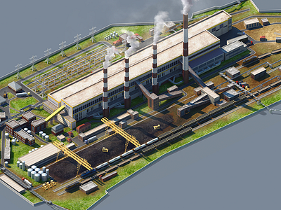 3D visualization of thermal power plant 3d chipsa making of plant power render thermal visualisation