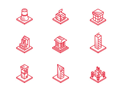 Some small icons for new project building chipsa icons plant red