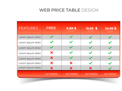 PRICE TABLE design illustration ui ux vector word effect