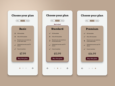 Pricing Options - Mobile App UI Design app design graphic design ui