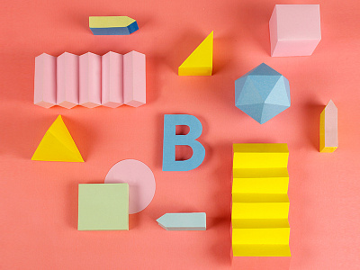 B for "36 Days of Type" project 36daysoftype color colour design papercraft setdesign type