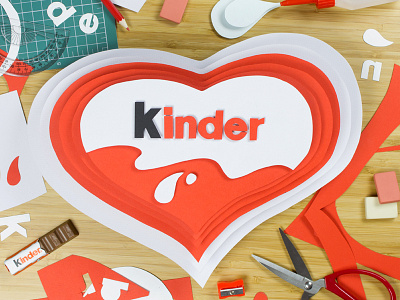 Kinder Instagram chocolate france heart instagram kinder launching paper paper craft papercraft red set design