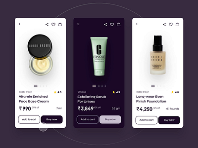 Checkout flow add to cart animation app branding cart checkout checkout flow dailyui design interaction makeup mobile app motion graphics payment product shipping shopping ui uiux ux