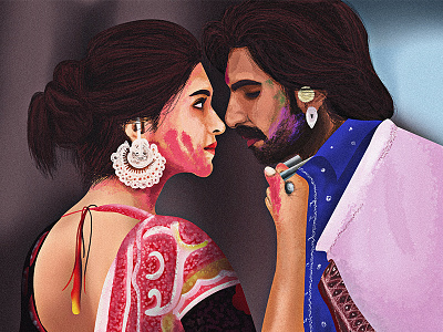 Deepika and Ranveer! bollywood characters digital art eyes illustration india love ramleela tradition